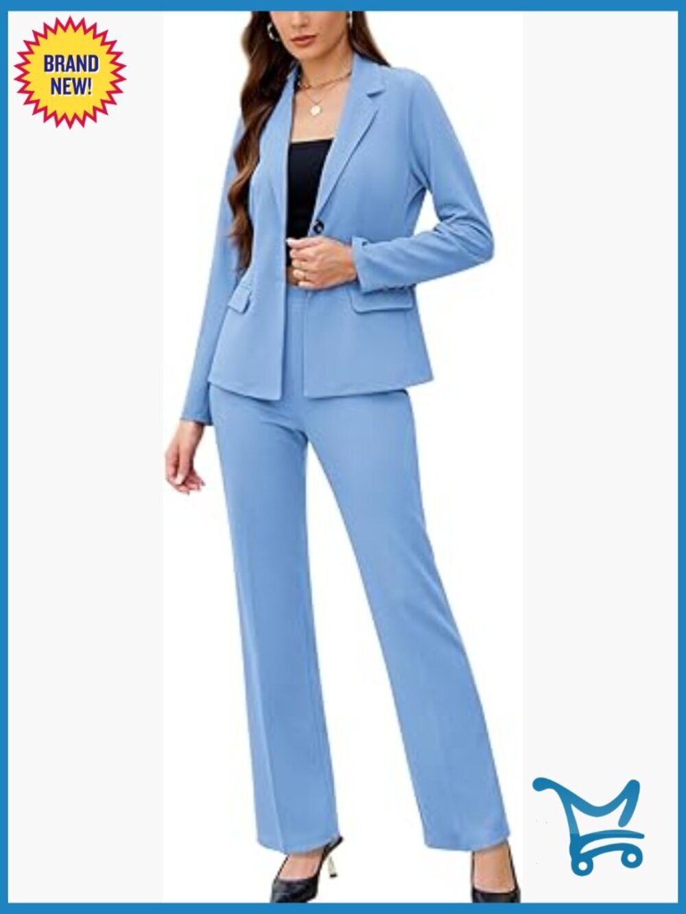 Business Casual Blazer & Pants 2 Piece Suit Set Office Work Outfit